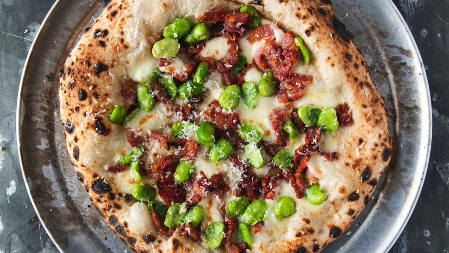 Fava Bean & Bacon Pizza with Lemon Oil - Gozney recipe poster image