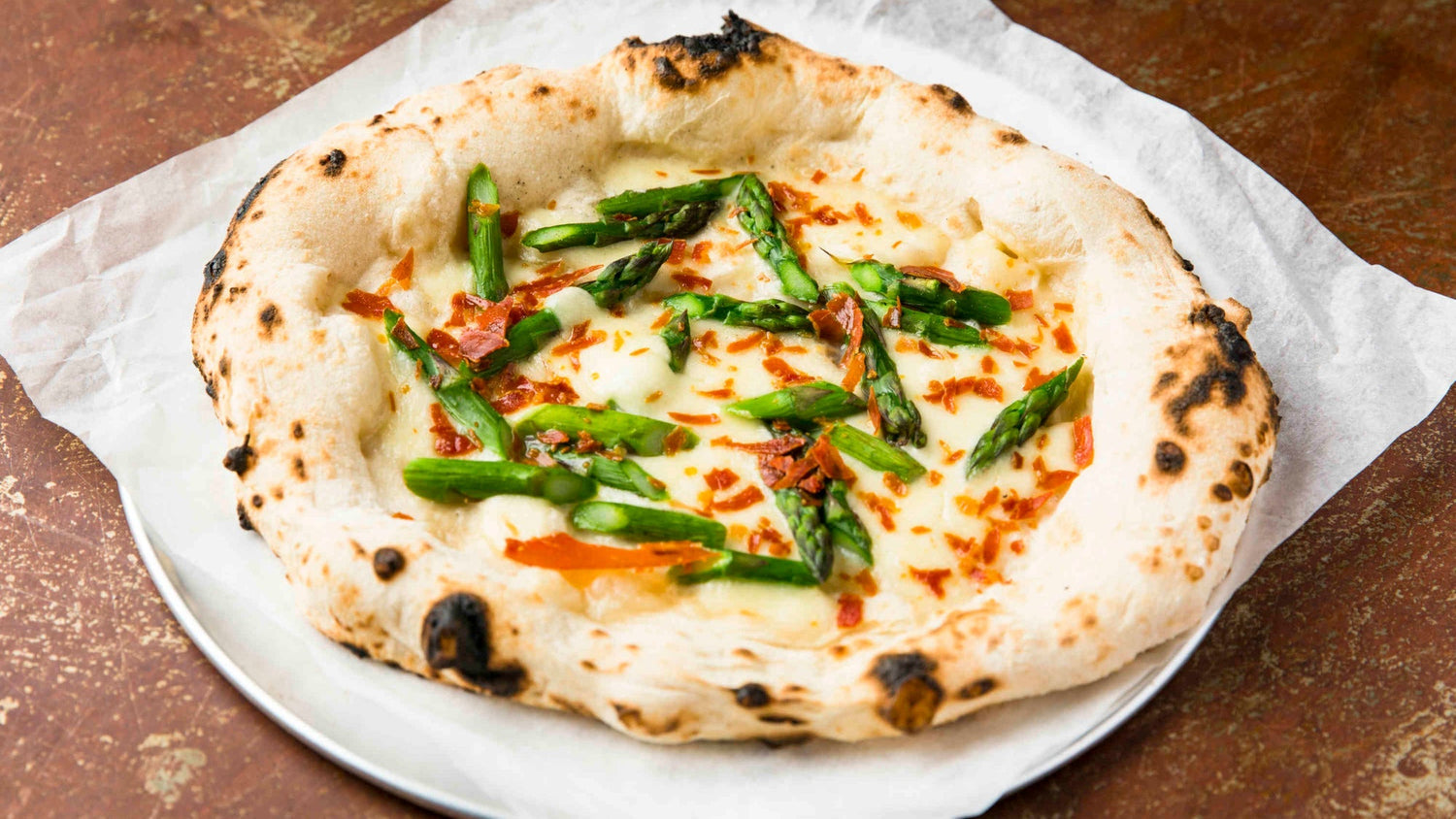 Asparagus & Crispy Ham Pizza recipe poster image