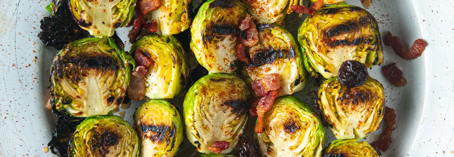 Brussel Sprout Skewers - Gozney . Roccbox recipe poster image