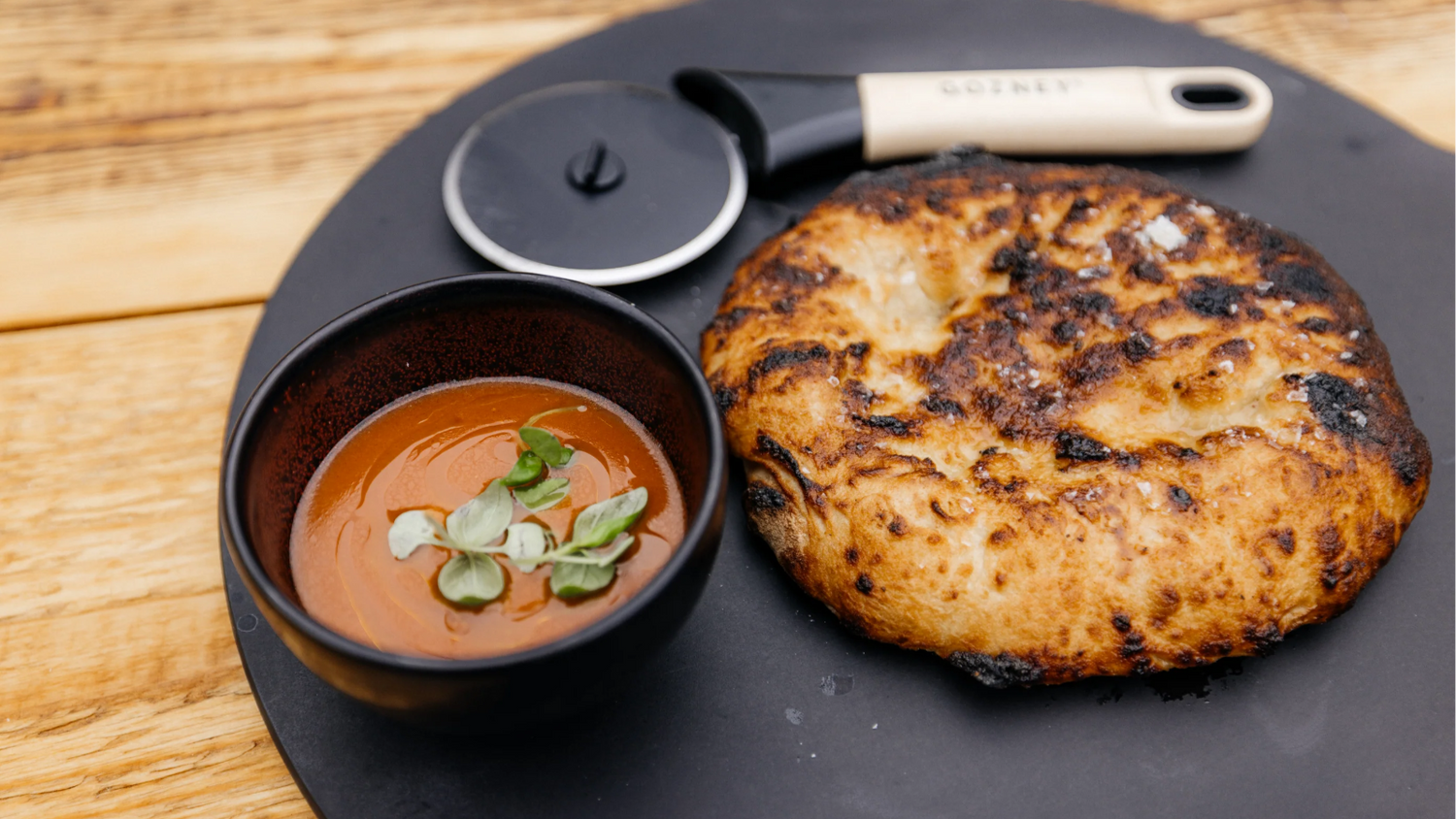 Olive Plant Oil Flatbread Gazpacho