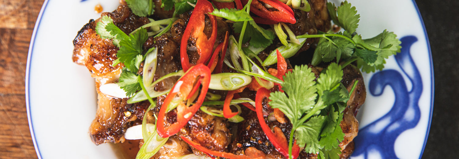 Thai Chicken Wings with Black Pepper Caramel - Gozney recipe poster image