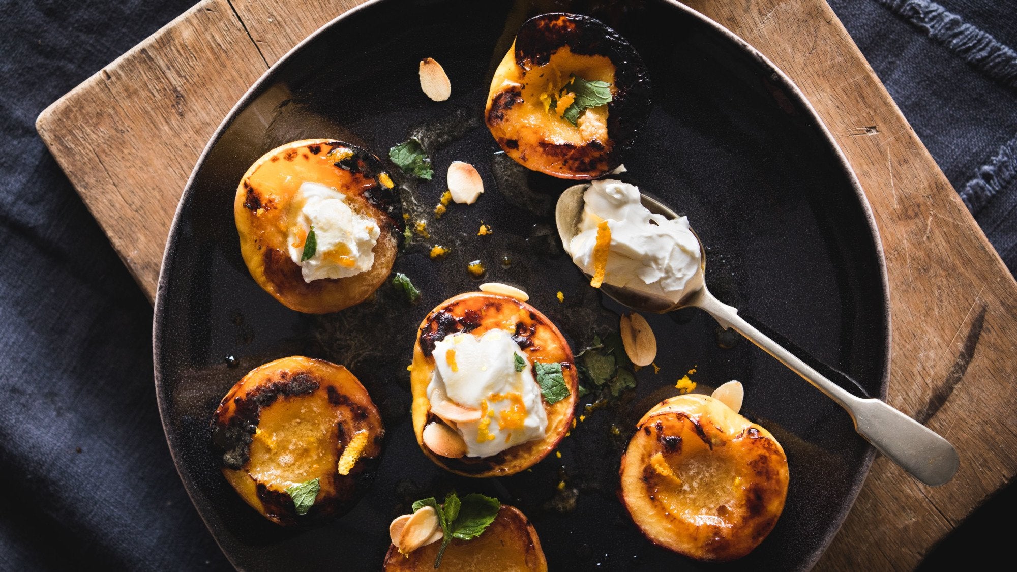 Maple Glazed Peaches, Mascarpone & Toasted Almonds