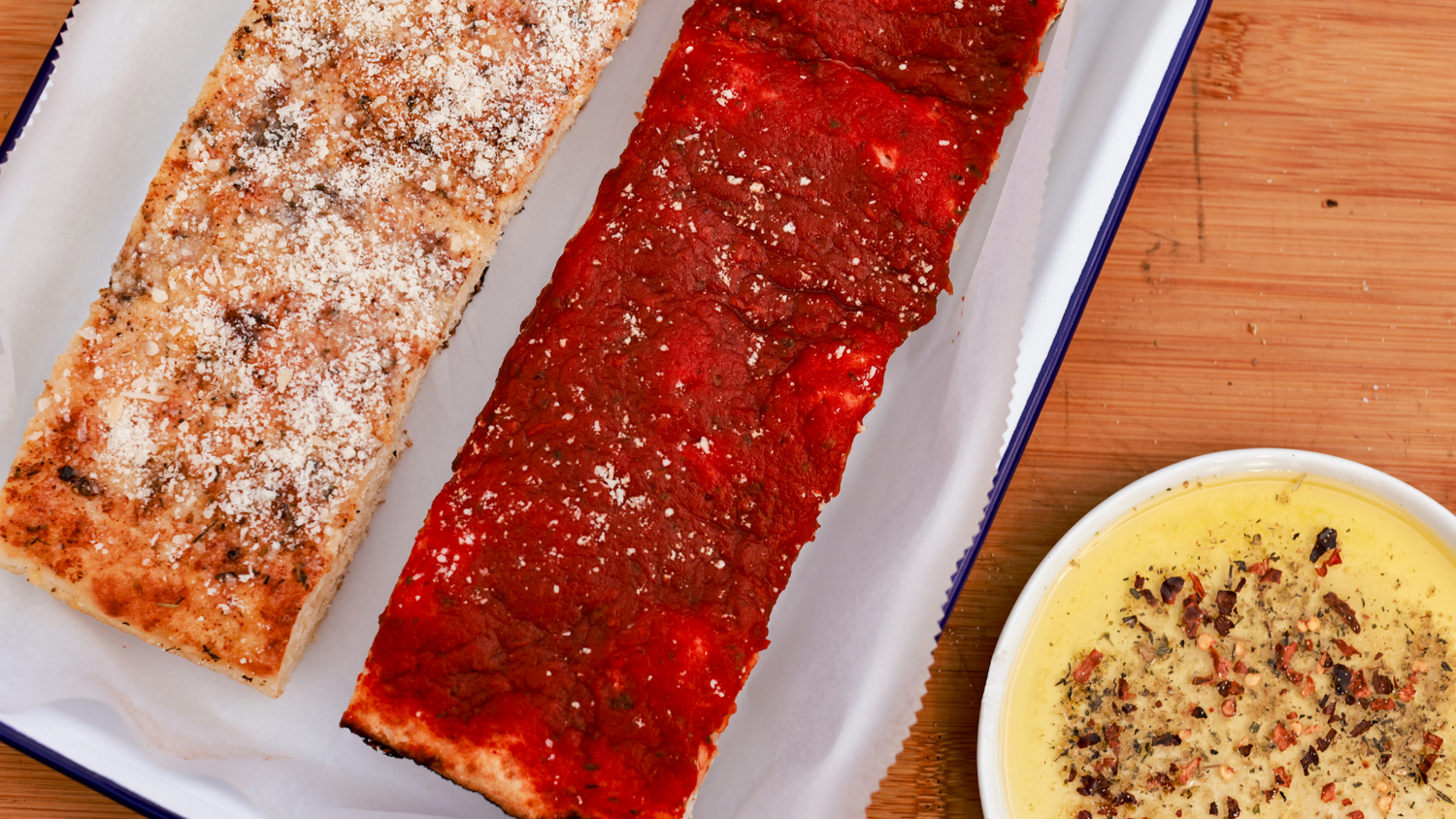 Pizza Strips with dipping sauce on the side recipe poster image